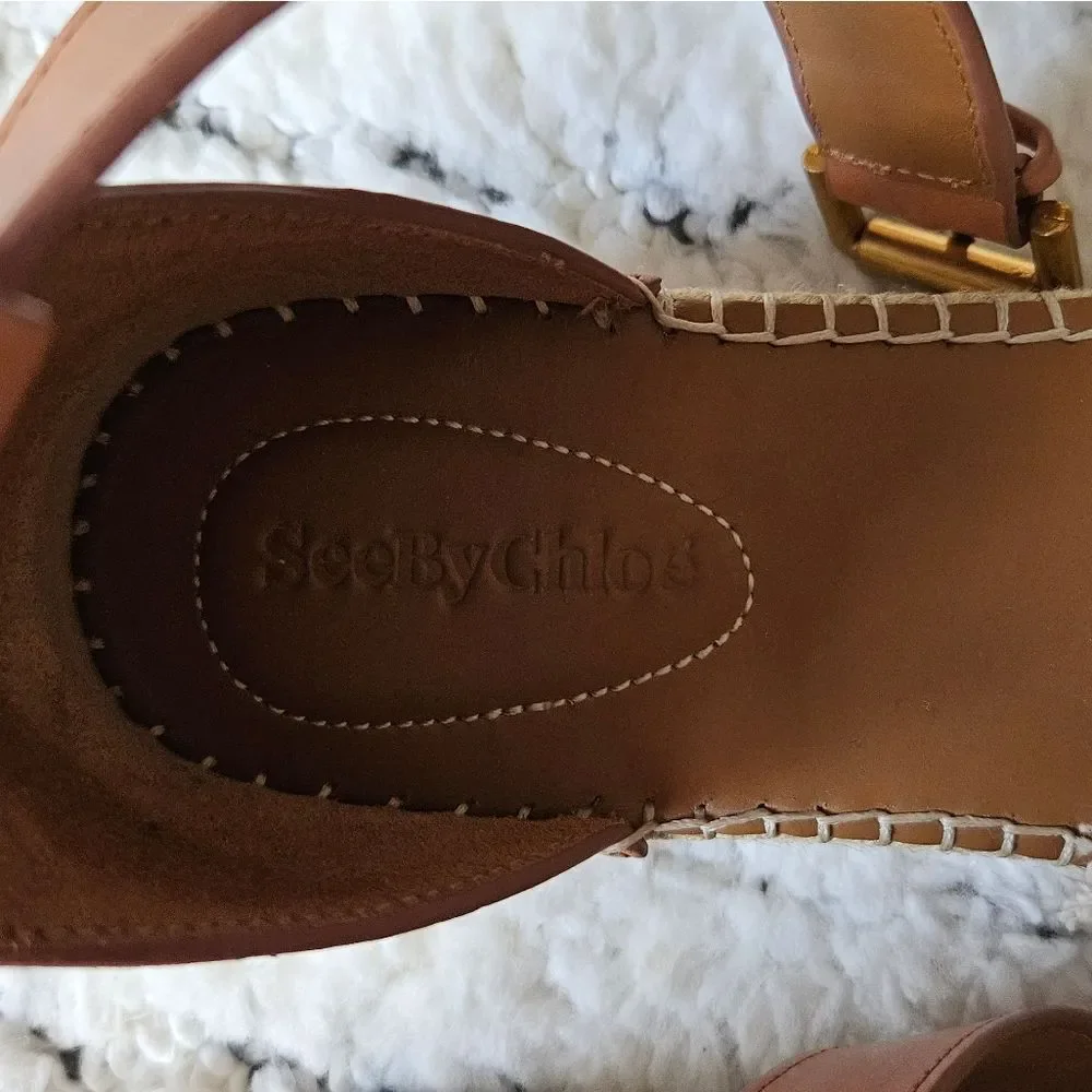 See By Chloe Glyn Espadrille Sandals in Natural, sz 41